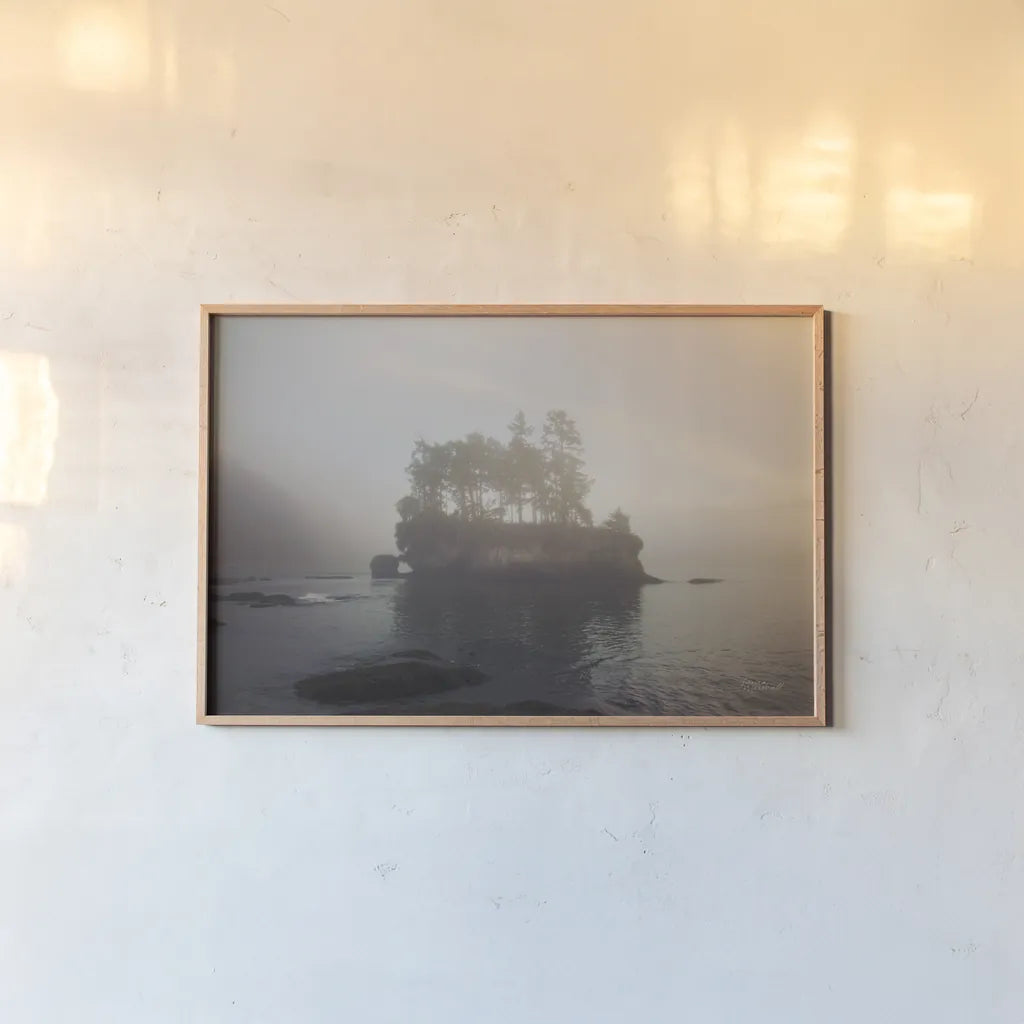 First Light by Laura Marshall. shown as a paper print in a natural frame. Available as a archival giclee rolled canvas, fine art paper, or poster print. SKU 42969i.