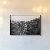 Fjadrargljufur by Laura Marshall. shown as a paper print in a white frame. Available as a archival giclee rolled canvas, fine art paper, or poster print. SKU 64393i.
