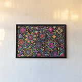Floral Fiesta I by Laura Marshall. shown as a paper print in a black flame. Available as a archival giclee rolled canvas, fine art paper, or poster print. SKU 41498i.