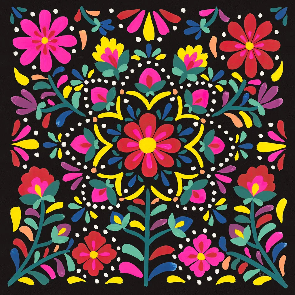 Floral Fiesta II by Laura Marshall. SKU 41499a. Archival Giclee Fine art print for wall decor.