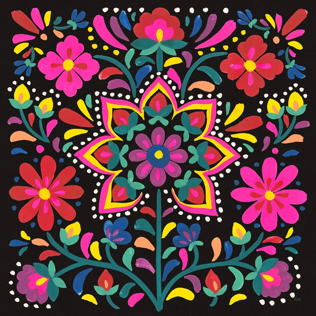 Floral Fiesta III by Laura Marshall. SKU 41500a. Archival Giclee Fine art print for wall decor.