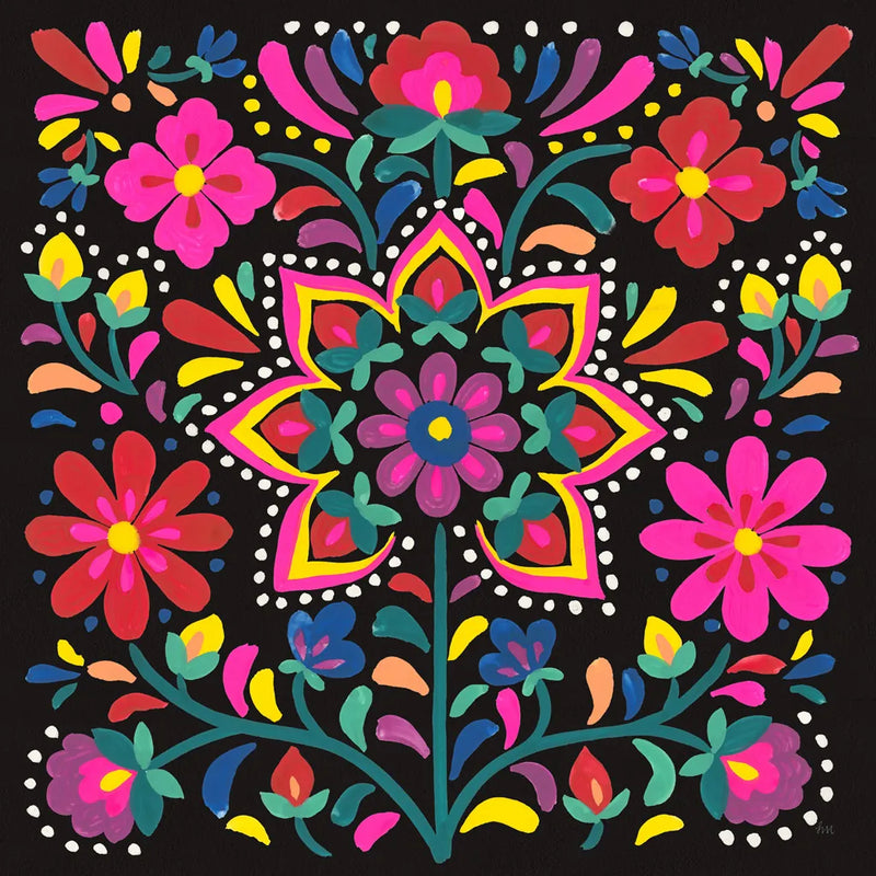 Floral Fiesta III by Laura Marshall. SKU 41500a. Archival Giclee Fine art print for wall decor.