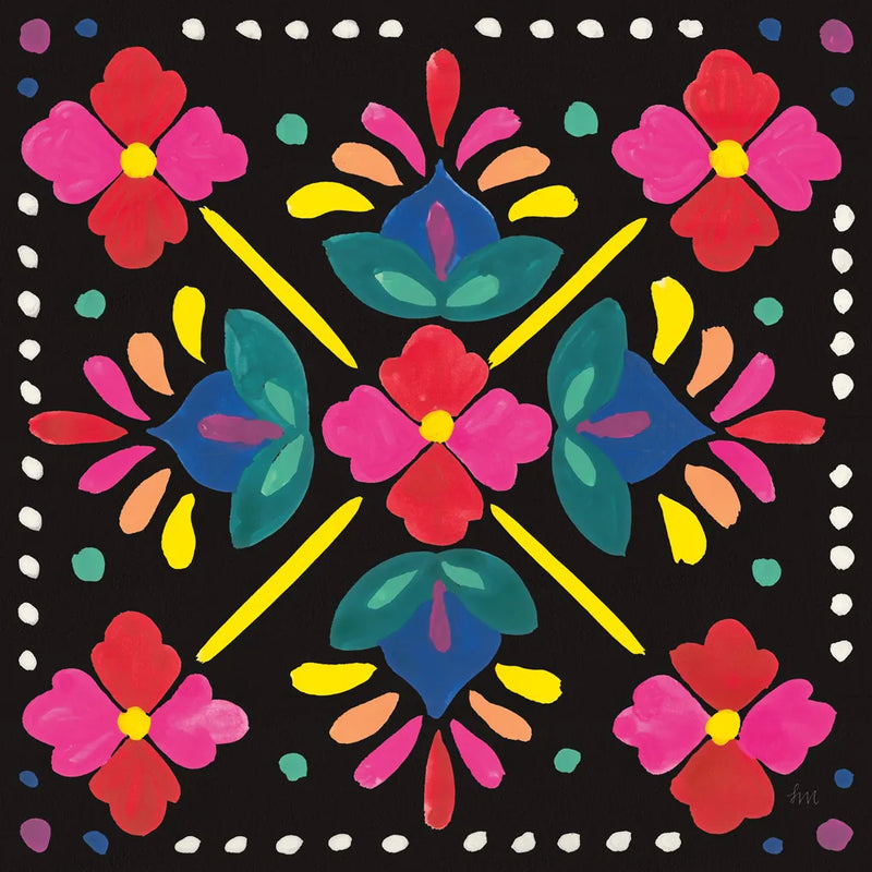 Floral Fiesta Tile I by Laura Marshall. SKU 41503a. Archival Giclee Fine art print for wall decor.