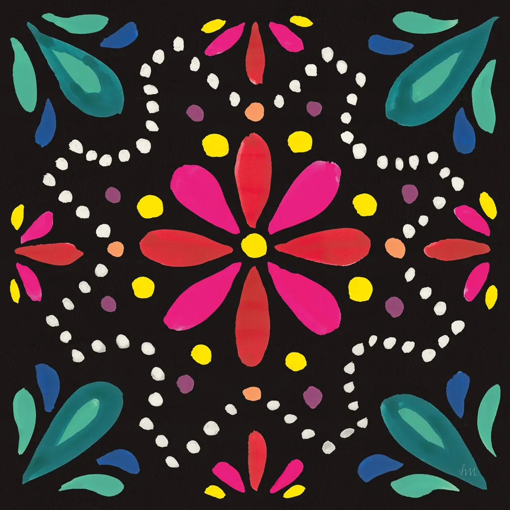 Floral Fiesta Tile II by Laura Marshall. SKU 41504a. Archival Giclee Fine art print for wall decor.