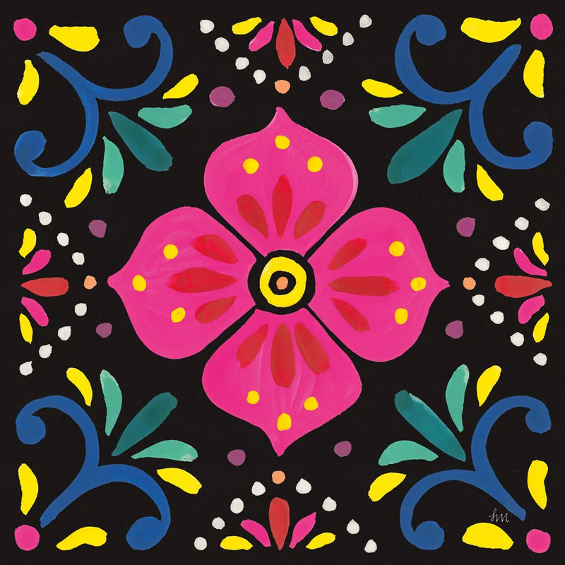 Floral Fiesta Tile IX by Laura Marshall. SKU 41511a. Archival Giclee Fine art print for wall decor.