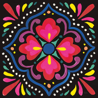 Floral Fiesta Tile V by Laura Marshall. SKU 41507a. Archival Giclee Fine art print for wall decor.