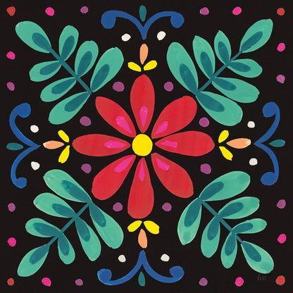 Floral Fiesta Tile VI by Laura Marshall. SKU 41508a. Archival Giclee Fine art print for wall decor.