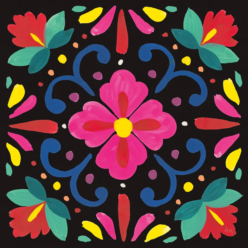 Floral Fiesta Tile VII by Laura Marshall. SKU 41509a. Archival Giclee Fine art print for wall decor.