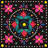 Floral Fiesta Tile VIII by Laura Marshall. SKU 41510a. Archival Giclee Fine art print for wall decor.
