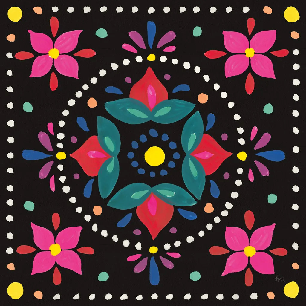 Floral Fiesta Tile VIII by Laura Marshall. SKU 41510a. Archival Giclee Fine art print for wall decor.