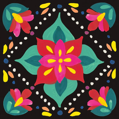 Floral Fiesta Tile XI by Laura Marshall. SKU 41513a. Archival Giclee Fine art print for wall decor.
