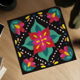 Floral Fiesta Tile XI by Laura Marshall. Shown as a detailed flat fine art print, highlighting archival giclee quality. Available as an archival giclee rolled canvas, fine art paper, or poster print. SKU 41513a.