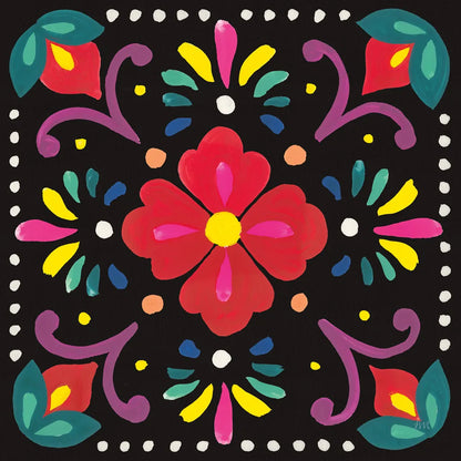 Floral Fiesta Tile XII by Laura Marshall. SKU 41514a. Archival Giclee Fine art print for wall decor.