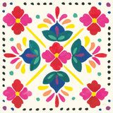 Floral Fiesta White Tile I by Laura Marshall. SKU 41520a. Archival Giclee Fine art print for wall decor.
