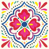 Floral Fiesta White Tile V by Laura Marshall. SKU 41524a. Archival Giclee Fine art print for wall decor.