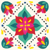 Floral Fiesta White Tile XI by Laura Marshall. SKU 41530a. Archival Giclee Fine art print for wall decor.