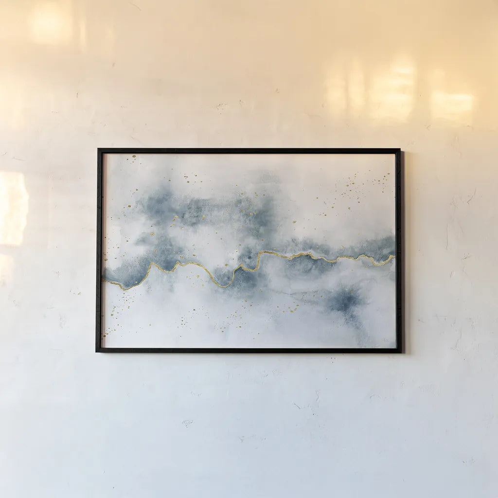 Flow with Gold by Laura Marshall. shown as a paper print in a black flame. Available as a archival giclee rolled canvas, fine art paper, or poster print. SKU 32257i.