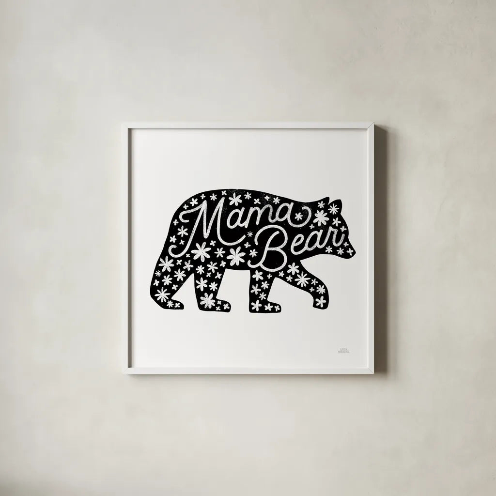 Forest Family I by Laura Marshall. Shown in a crisp white glass frame for a clean and minimalist style. Available as an archival giclee rolled canvas, fine art paper, or poster print. SKU 68047a.