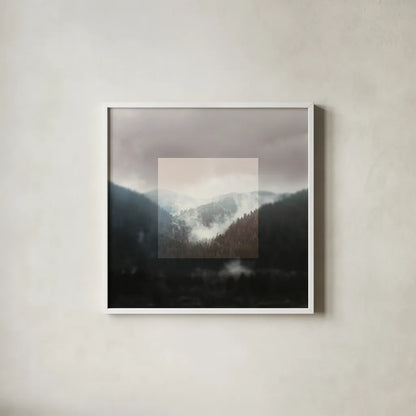 Framed Landscape I by Laura Marshall. Shown in a crisp white glass frame for a clean and minimalist style. Available as an archival giclee rolled canvas, fine art paper, or poster print. SKU 25134a.