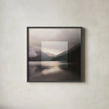 Framed Landscape II by Laura Marshall. Shown in a sleek black glass frame for a contemporary gallery look. Available as an archival giclee rolled canvas, fine art paper, or poster print. SKU 25135a.