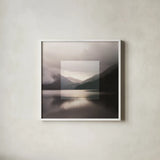 Framed Landscape II by Laura Marshall. Shown in a crisp white glass frame for a clean and minimalist style. Available as an archival giclee rolled canvas, fine art paper, or poster print. SKU 25135a.