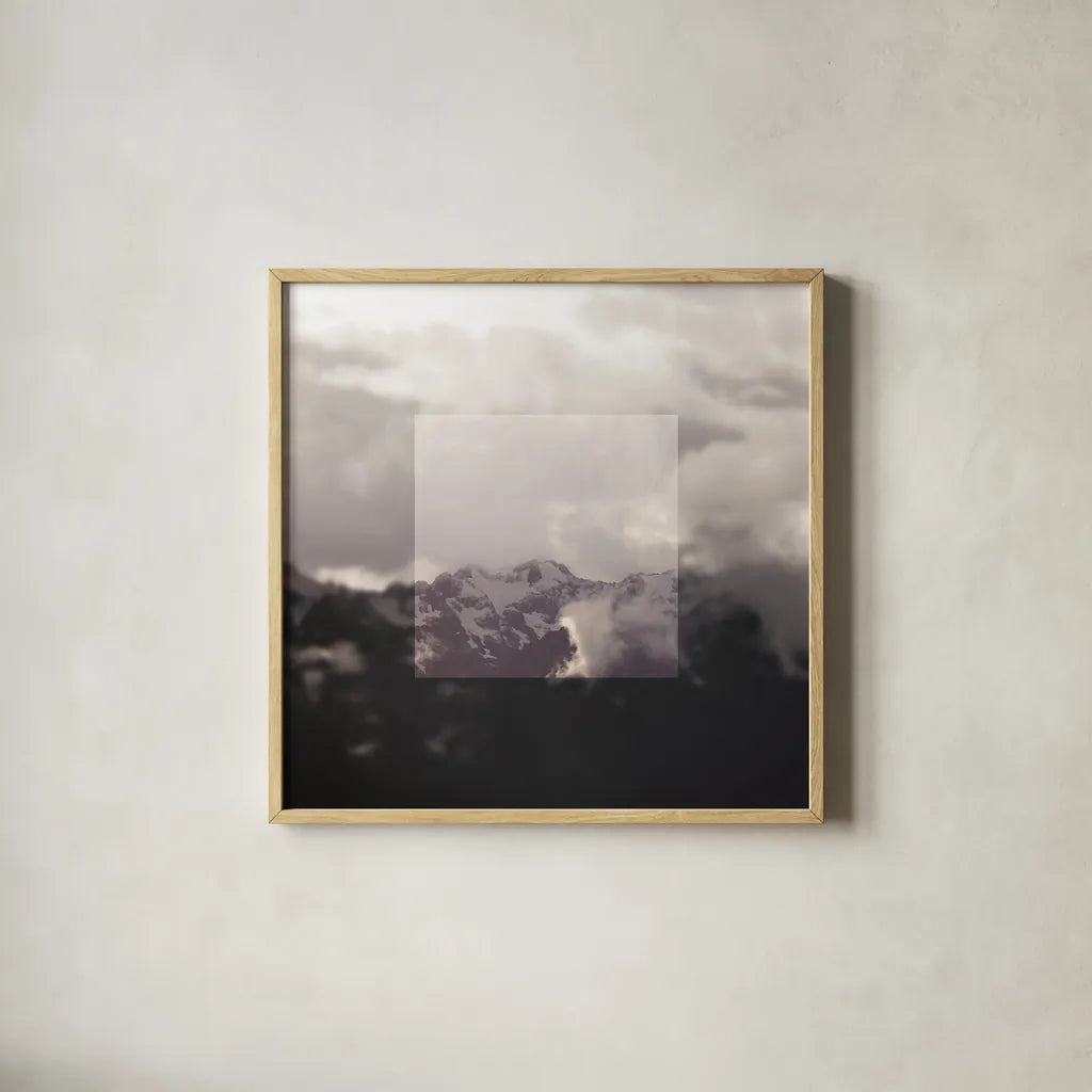 Framed Landscape IV by Laura Marshall. Shown in a natural wood glass frame for a timeless modern aesthetic. Available as an archival giclee rolled canvas, fine art paper, or poster print. SKU 25137a.