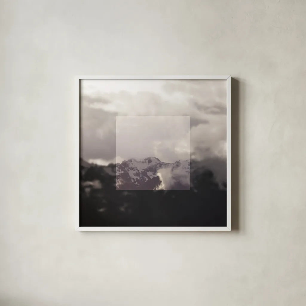 Framed Landscape IV by Laura Marshall. Shown in a crisp white glass frame for a clean and minimalist style. Available as an archival giclee rolled canvas, fine art paper, or poster print. SKU 25137a.