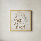 Free as a Bird Beige by Laura Marshall. Shown in a natural wood glass frame for a timeless modern aesthetic. Available as an archival giclee rolled canvas, fine art paper, or poster print. SKU 35061a.