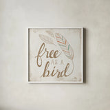 Free as a Bird Beige by Laura Marshall. Shown in a crisp white glass frame for a clean and minimalist style. Available as an archival giclee rolled canvas, fine art paper, or poster print. SKU 35061a.