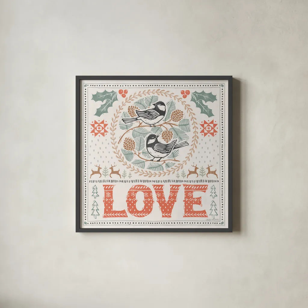 Frosty Forest III White by Laura Marshall. Shown in a sleek black glass frame for a contemporary gallery look. Available as an archival giclee rolled canvas, fine art paper, or poster print. SKU 87881a.