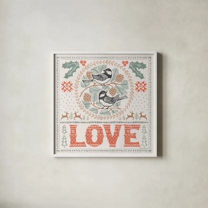 Frosty Forest III White by Laura Marshall. Shown in a crisp white glass frame for a clean and minimalist style. Available as an archival giclee rolled canvas, fine art paper, or poster print. SKU 87881a.