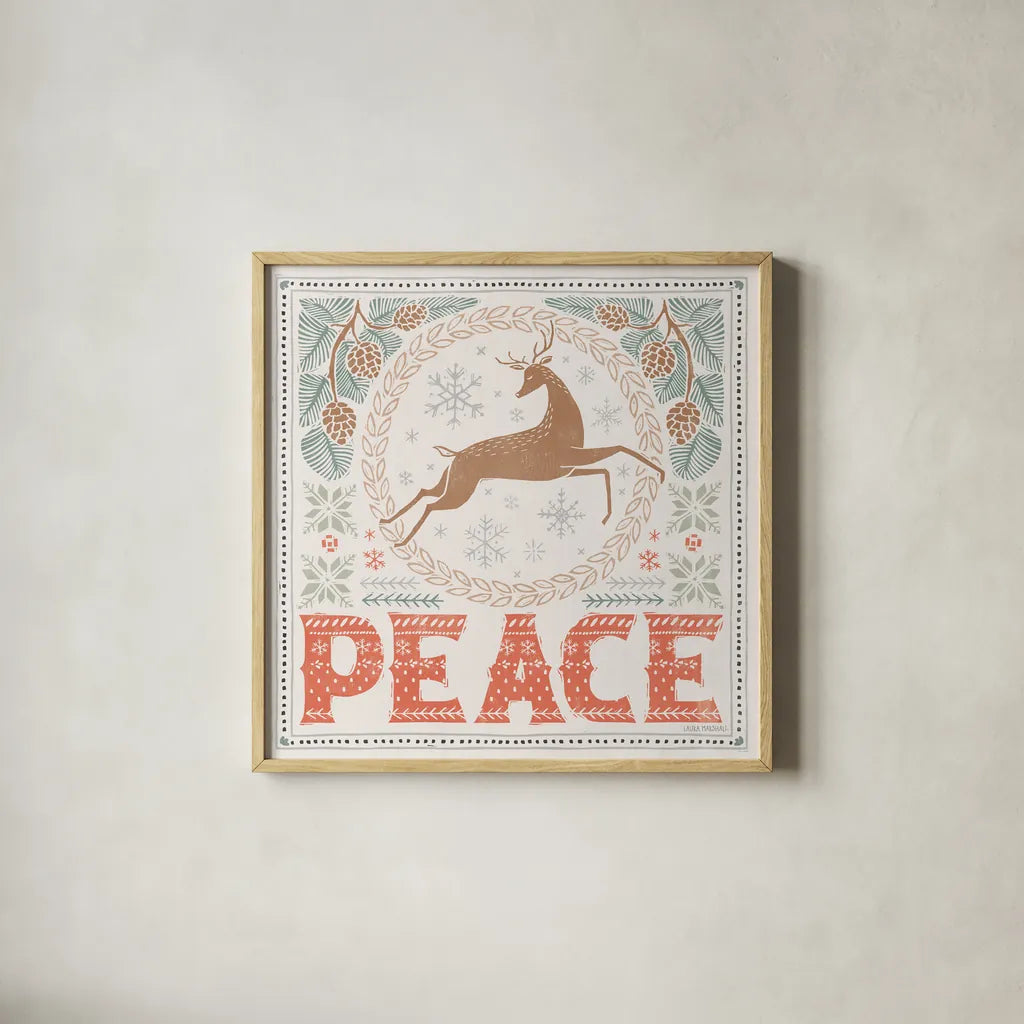 Frosty Forest IV White by Laura Marshall. Shown in a natural wood glass frame for a timeless modern aesthetic. Available as an archival giclee rolled canvas, fine art paper, or poster print. SKU 87882a.