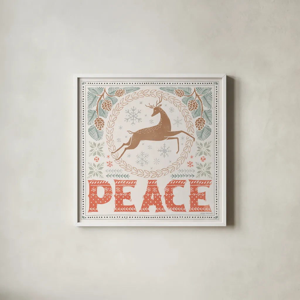 Frosty Forest IV White by Laura Marshall. Shown in a crisp white glass frame for a clean and minimalist style. Available as an archival giclee rolled canvas, fine art paper, or poster print. SKU 87882a.