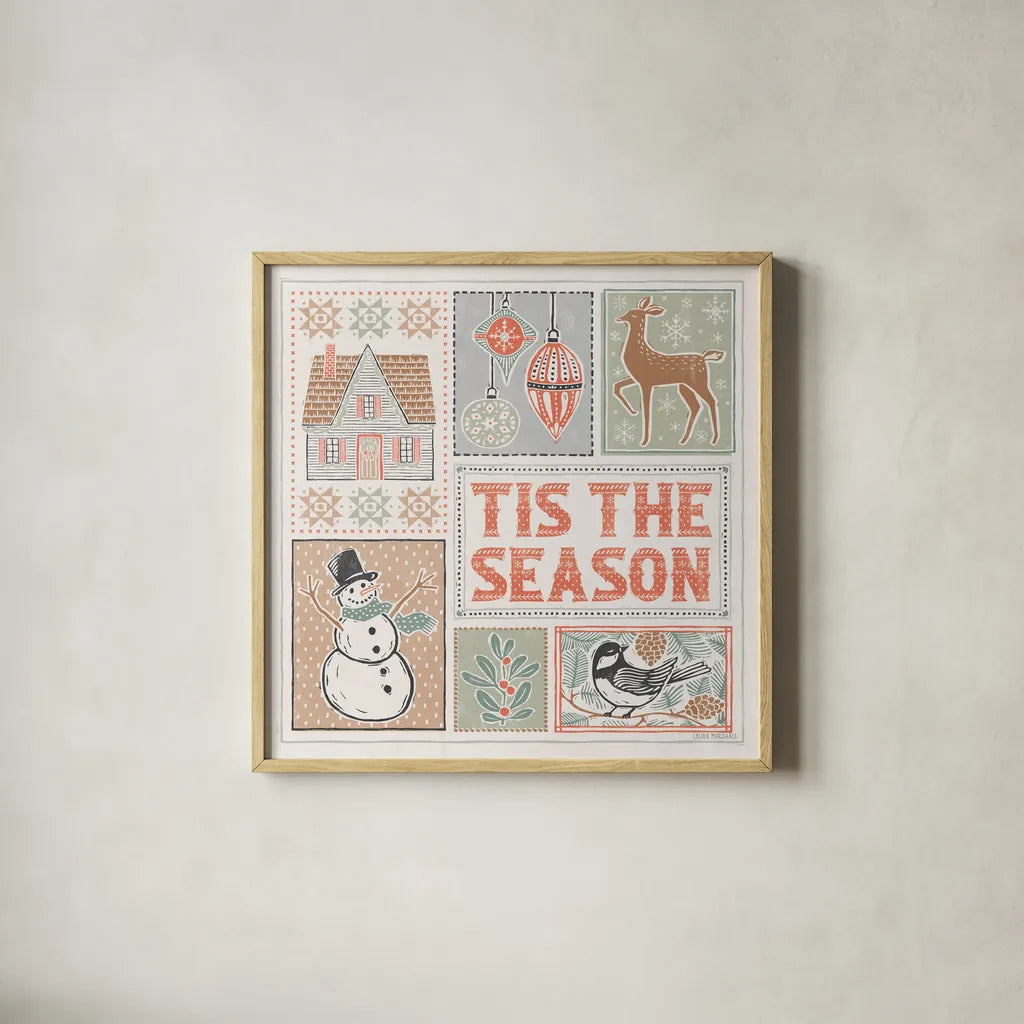 Frosty Forest IX White by Laura Marshall. Shown in a natural wood glass frame for a timeless modern aesthetic. Available as an archival giclee rolled canvas, fine art paper, or poster print. SKU 87887a.