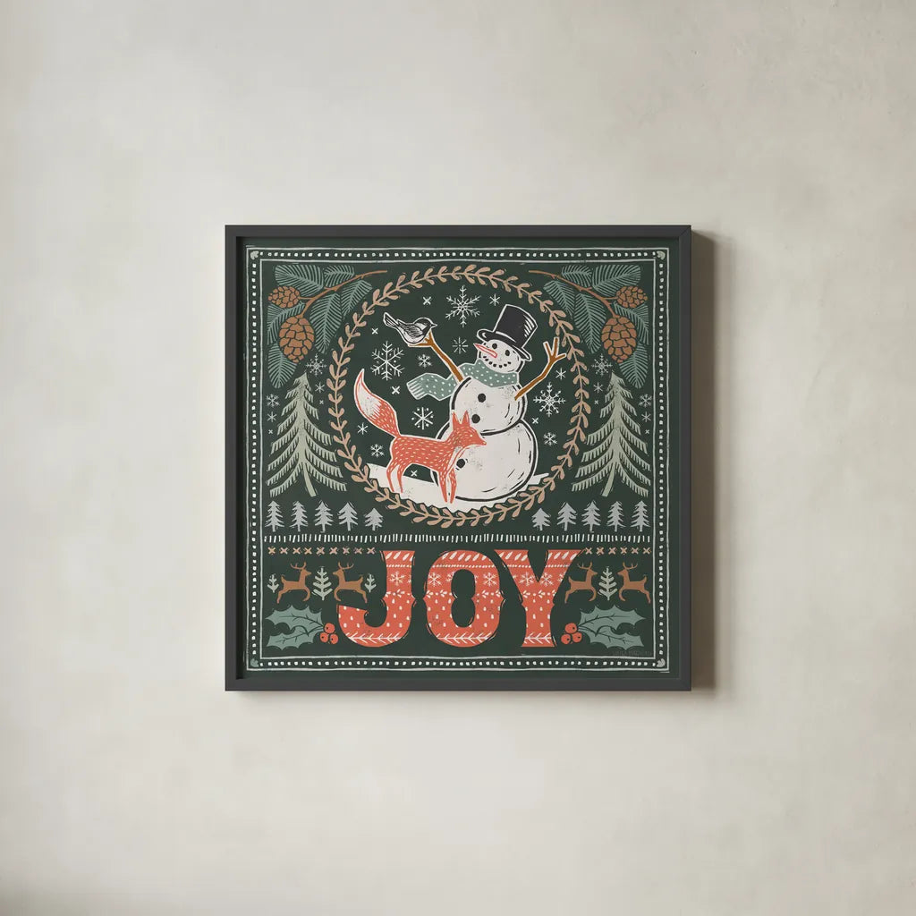 Frosty Forest VI by Laura Marshall. Shown in a sleek black glass frame for a contemporary gallery look. Available as an archival giclee rolled canvas, fine art paper, or poster print. SKU 87875a.