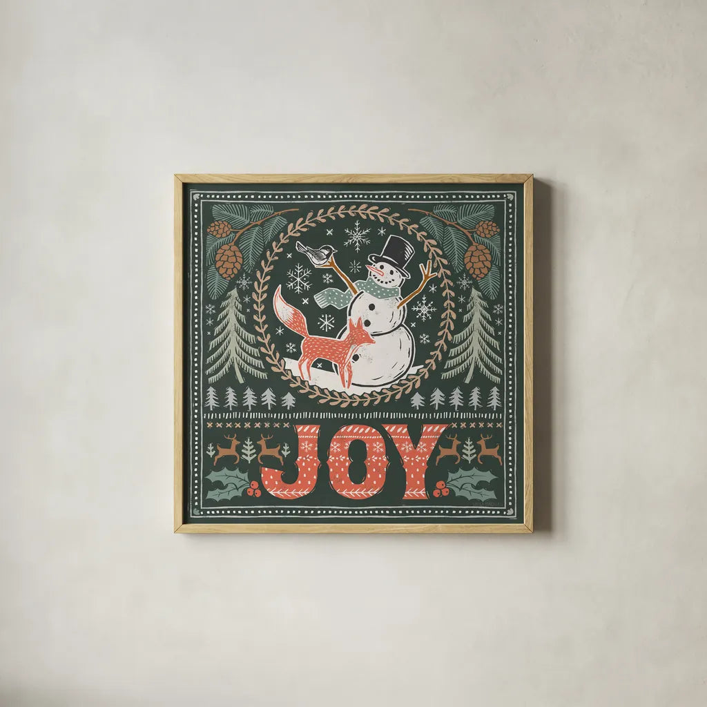 Frosty Forest VI by Laura Marshall. Shown in a natural wood glass frame for a timeless modern aesthetic. Available as an archival giclee rolled canvas, fine art paper, or poster print. SKU 87875a.