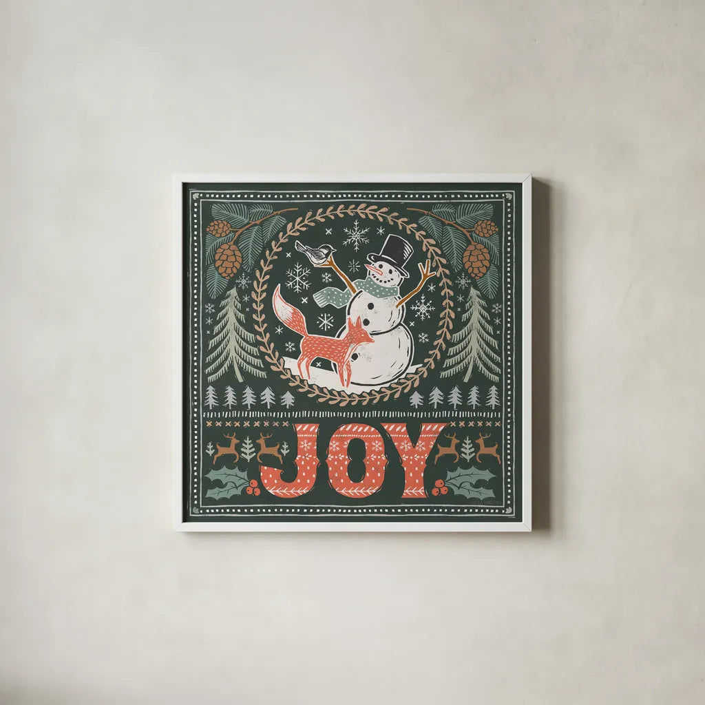 Frosty Forest VI by Laura Marshall. Shown in a crisp white glass frame for a clean and minimalist style. Available as an archival giclee rolled canvas, fine art paper, or poster print. SKU 87875a.