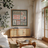 Frosty Forest VIII by Laura Marshall. Shown in a natural wood frame in a cozy modern living room. Available as an archival giclee rolled canvas, fine art paper, or poster print. SKU 87877a.