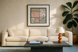 Frosty Forest VIII by Laura Marshall. Displayed in a glass frame with matte in a clean modern living room. Available as an archival giclee rolled canvas, fine art paper, or poster print. SKU 87877a.