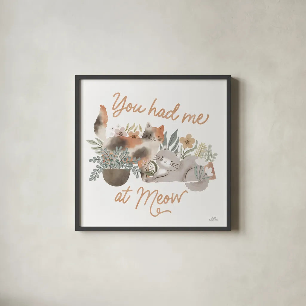 Garden Friends II by Laura Marshall. Shown in a sleek black glass frame for a contemporary gallery look. Available as an archival giclee rolled canvas, fine art paper, or poster print. SKU 89530a.