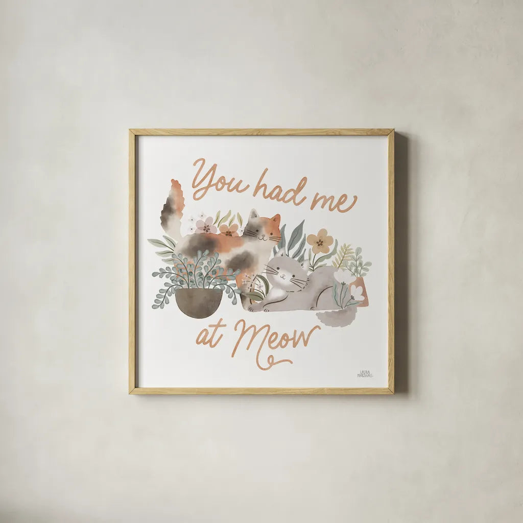 Garden Friends II by Laura Marshall. Shown in a natural wood glass frame for a timeless modern aesthetic. Available as an archival giclee rolled canvas, fine art paper, or poster print. SKU 89530a.