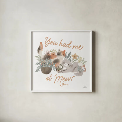 Garden Friends II by Laura Marshall. Shown in a crisp white glass frame for a clean and minimalist style. Available as an archival giclee rolled canvas, fine art paper, or poster print. SKU 89530a.