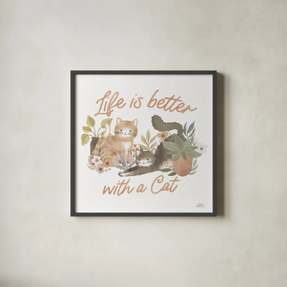 Garden Friends III by Laura Marshall. Shown in a sleek black glass frame for a contemporary gallery look. Available as an archival giclee rolled canvas, fine art paper, or poster print. SKU 89531a.