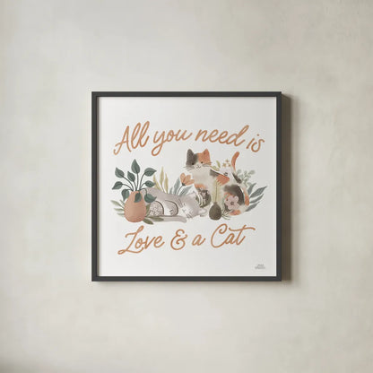 Garden Friends IV by Laura Marshall. Shown in a sleek black glass frame for a contemporary gallery look. Available as an archival giclee rolled canvas, fine art paper, or poster print. SKU 89532a.