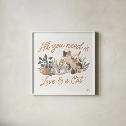 Garden Friends IV by Laura Marshall. Shown in a crisp white glass frame for a clean and minimalist style. Available as an archival giclee rolled canvas, fine art paper, or poster print. SKU 89532a.