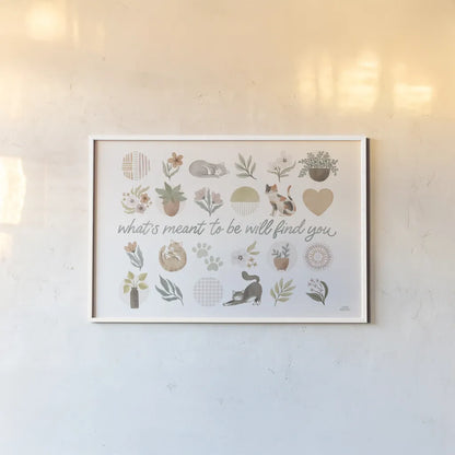 Garden Friends VI by Laura Marshall. shown as a paper print in a white frame. Available as a archival giclee rolled canvas, fine art paper, or poster print. SKU 89534i.