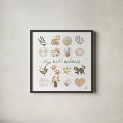 Garden Friends VII by Laura Marshall. Shown in a sleek black glass frame for a contemporary gallery look. Available as an archival giclee rolled canvas, fine art paper, or poster print. SKU 89535a.