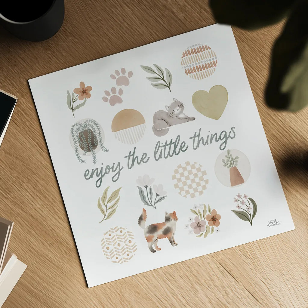 Garden Friends VIII by Laura Marshall. Shown as a detailed flat fine art print, highlighting archival giclee quality. Available as an archival giclee rolled canvas, fine art paper, or poster print. SKU 89536a.