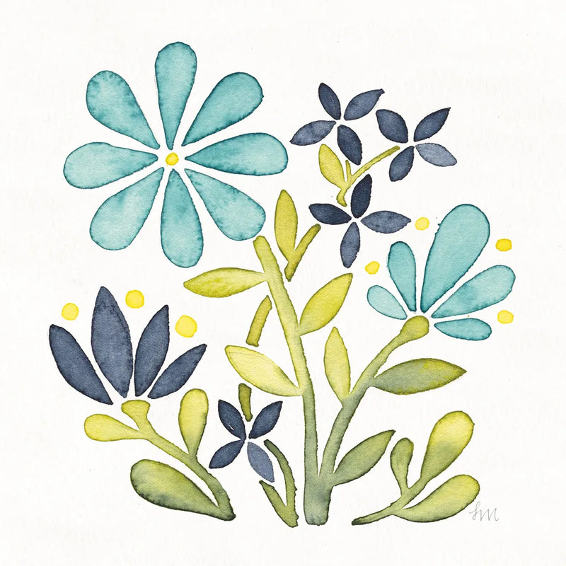 Garden Getaway Flowers I by Laura Marshall. SKU 34441a. Archival Giclee Fine art print for wall decor.