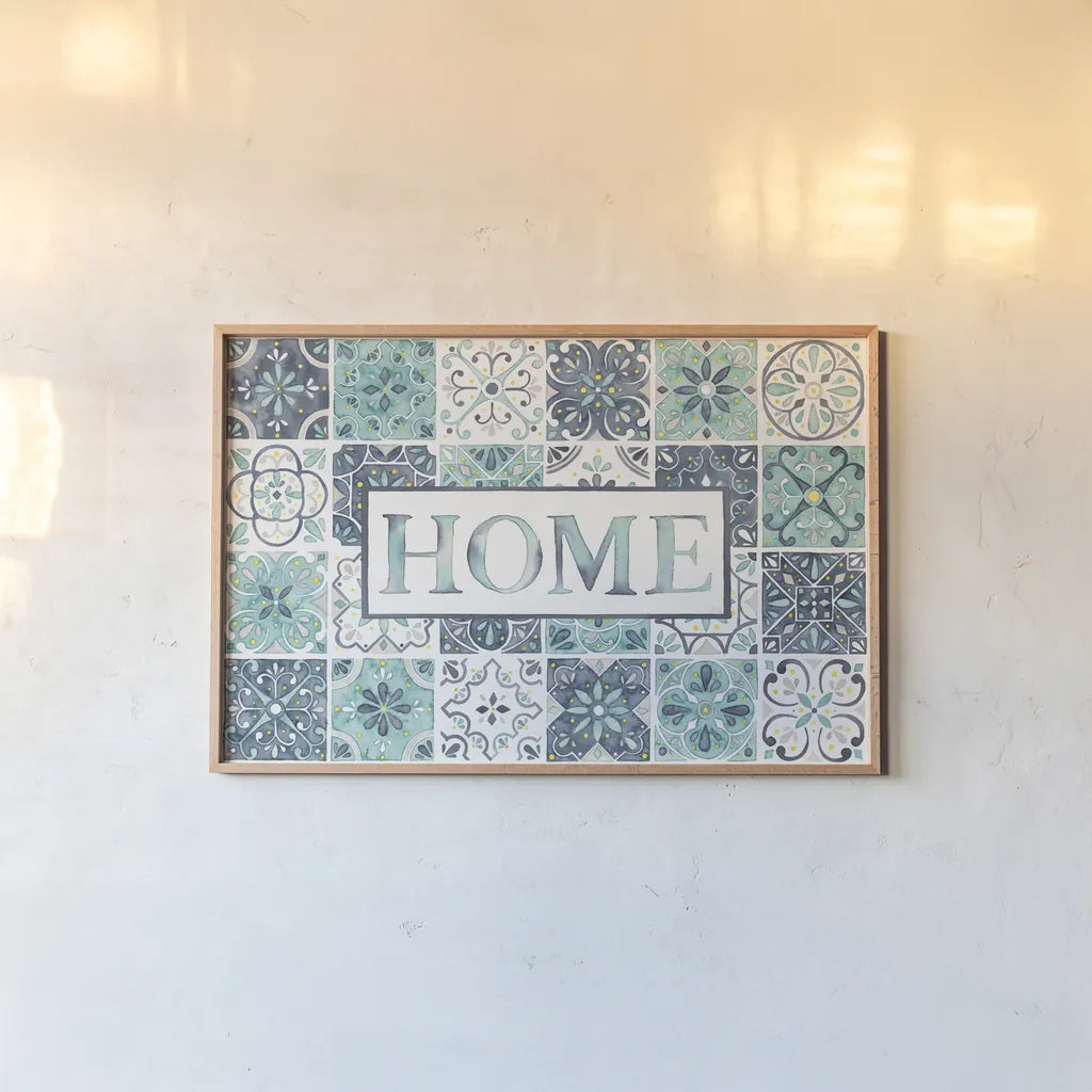 Garden Getaway Home by Laura Marshall. shown as a paper print in a natural frame. Available as a archival giclee rolled canvas, fine art paper, or poster print. SKU 34481i.